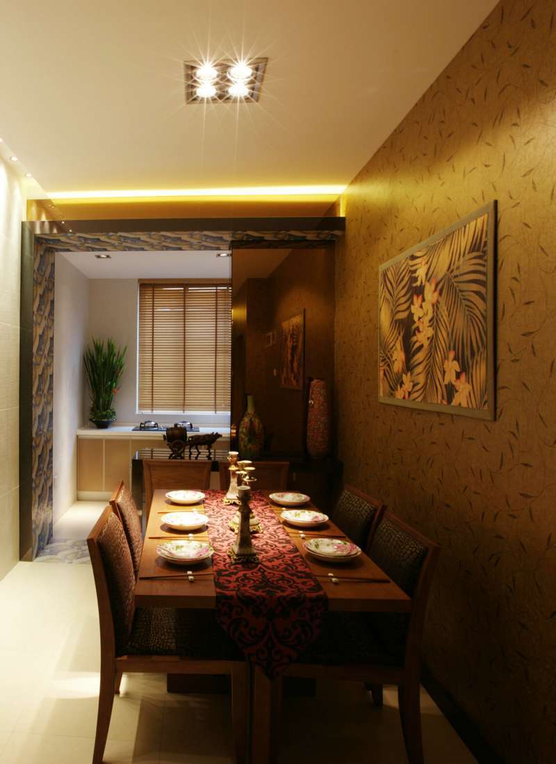 竹木纤维布纹客餐厅装修效果图