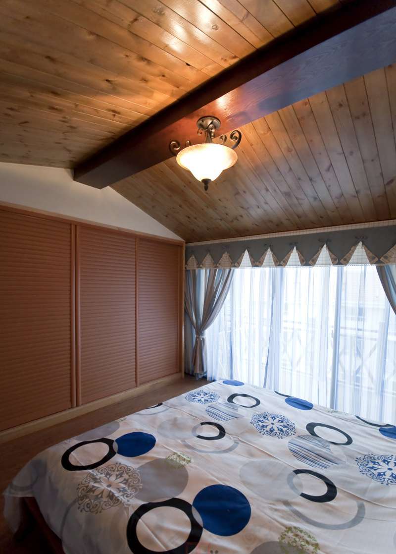 美式卧室壁布床头背景装修效果图