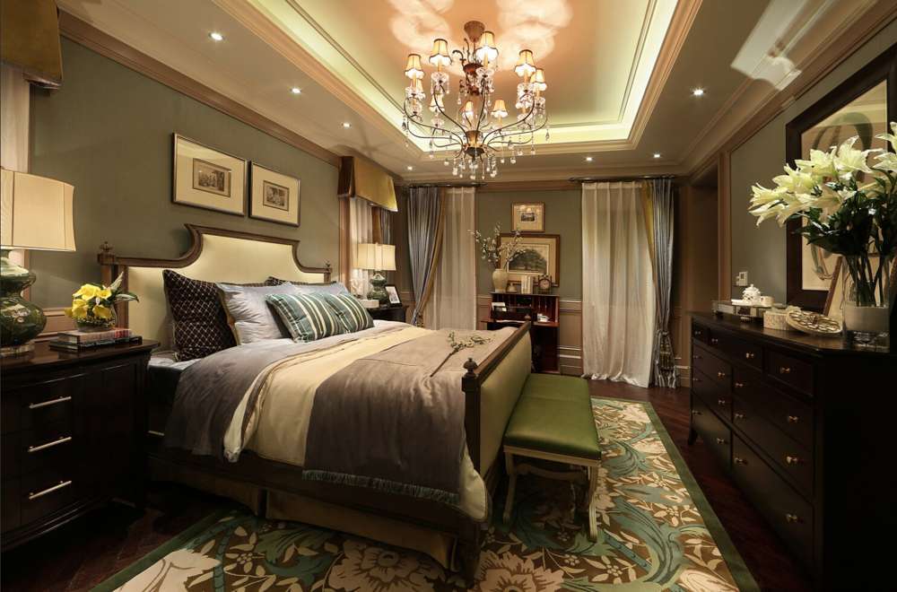 欧式绿色主题卧室装修效果图