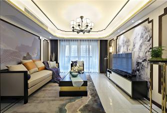 140㎡新中式风，客厅对称式背景墙+金属